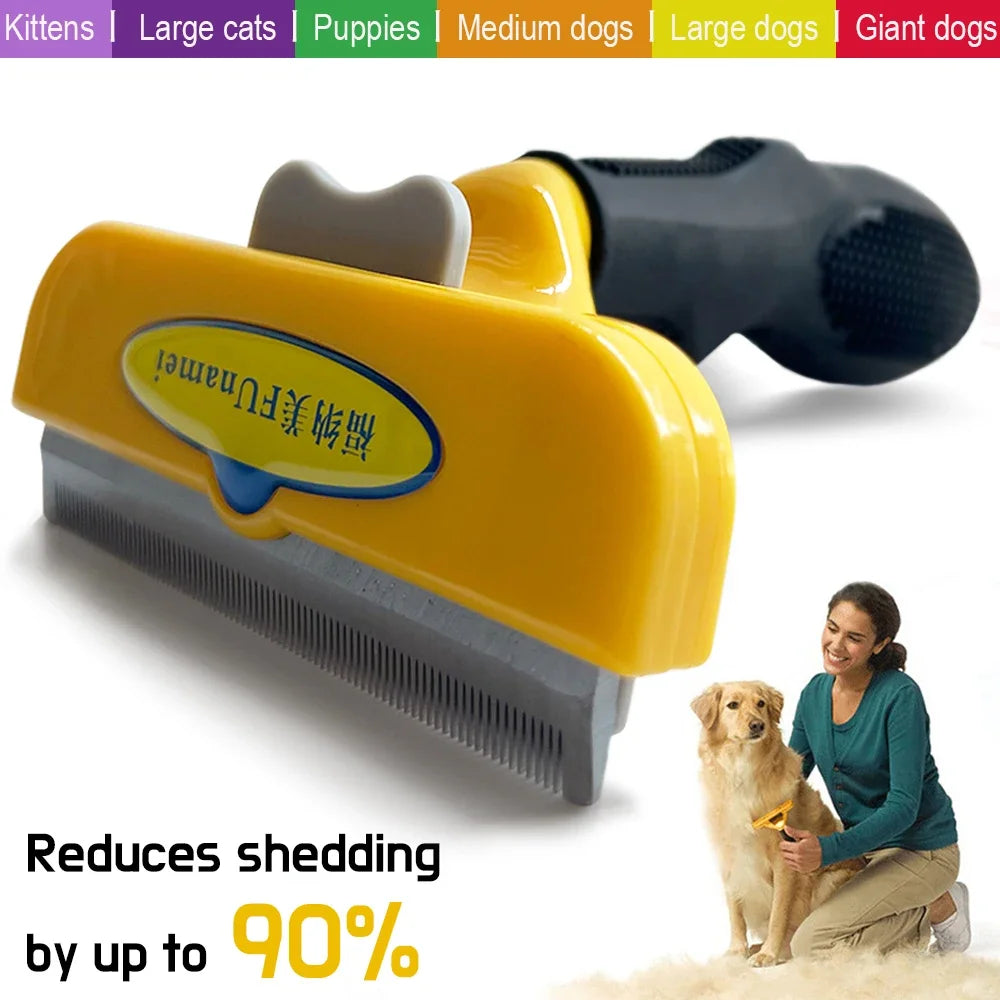 Stainless Steel Pet Deshedding Brush for Dogs & Cats