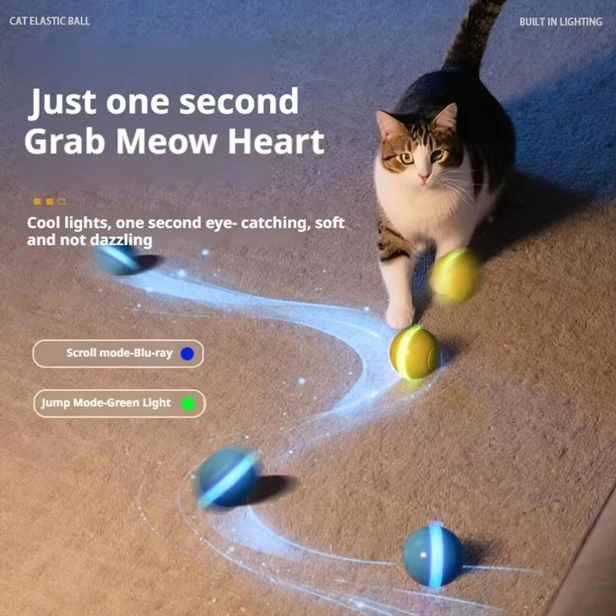 Interactive Smart Pet Ball Toy – Automatic Rolling With LED