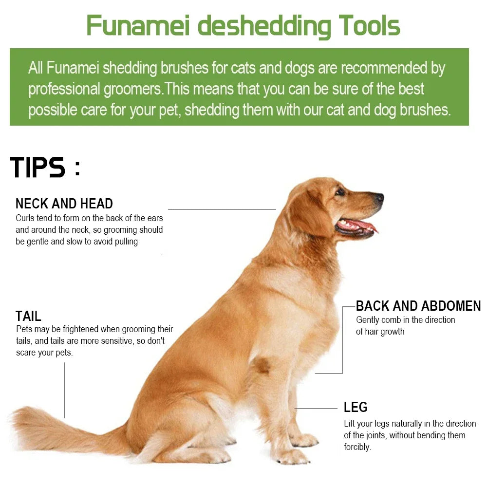 Pet Deshedding Brush for Dogs & Cats – Ergonomic Handle