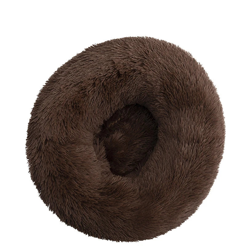 Dark coffee Color Calming Donut Dog Bed – Plush Orthopedic Pet Sofa