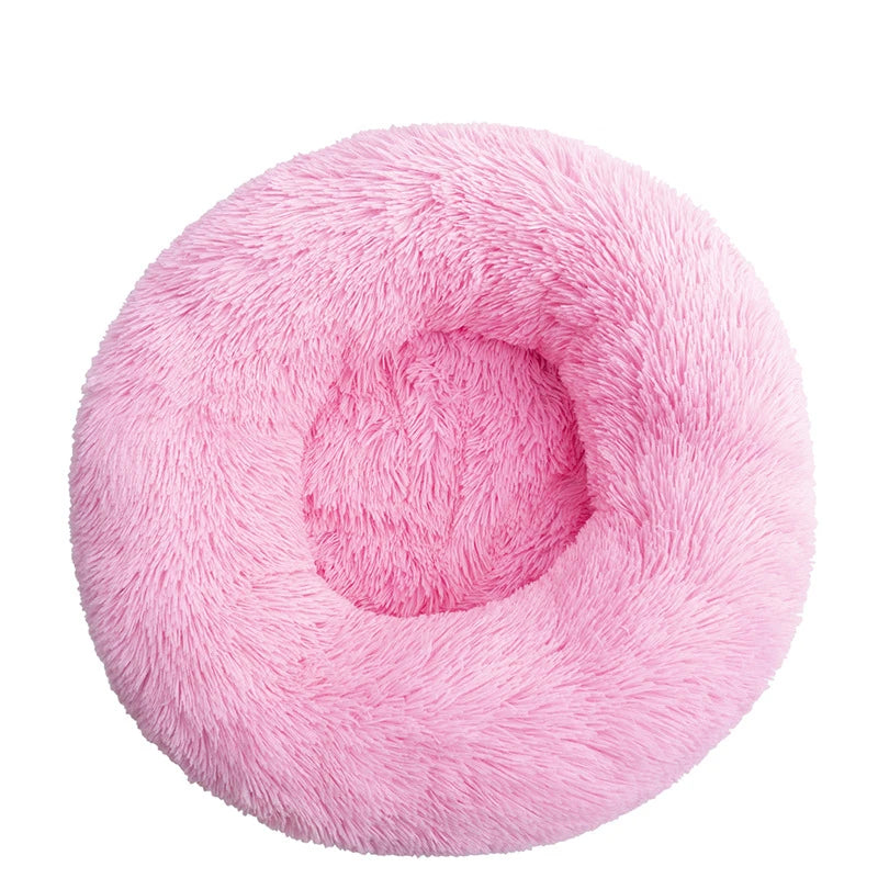Red Pink Color Calming Donut Dog Bed – Plush Orthopedic Pet Sofa