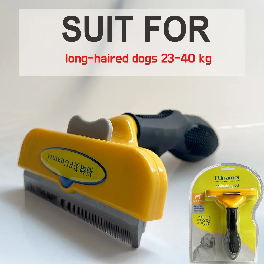 (L)Long hair dogs Color Stainless Steel Pet Deshedding Brush for Dogs & Cats