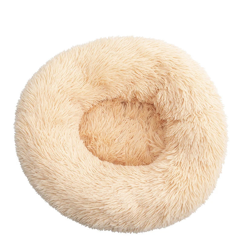 apricot Color Calming Donut Dog Bed – Plush Orthopedic Pet Sofa