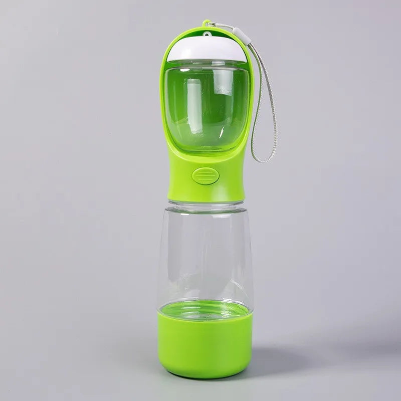 Green Color 3-in-1 Pet Travel Water Bottle With Food Box & Bag Holder
