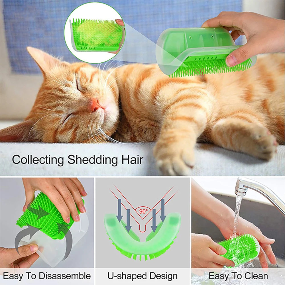 Cat Corner Scratcher Comb – Wall-Mounted Grooming Brush