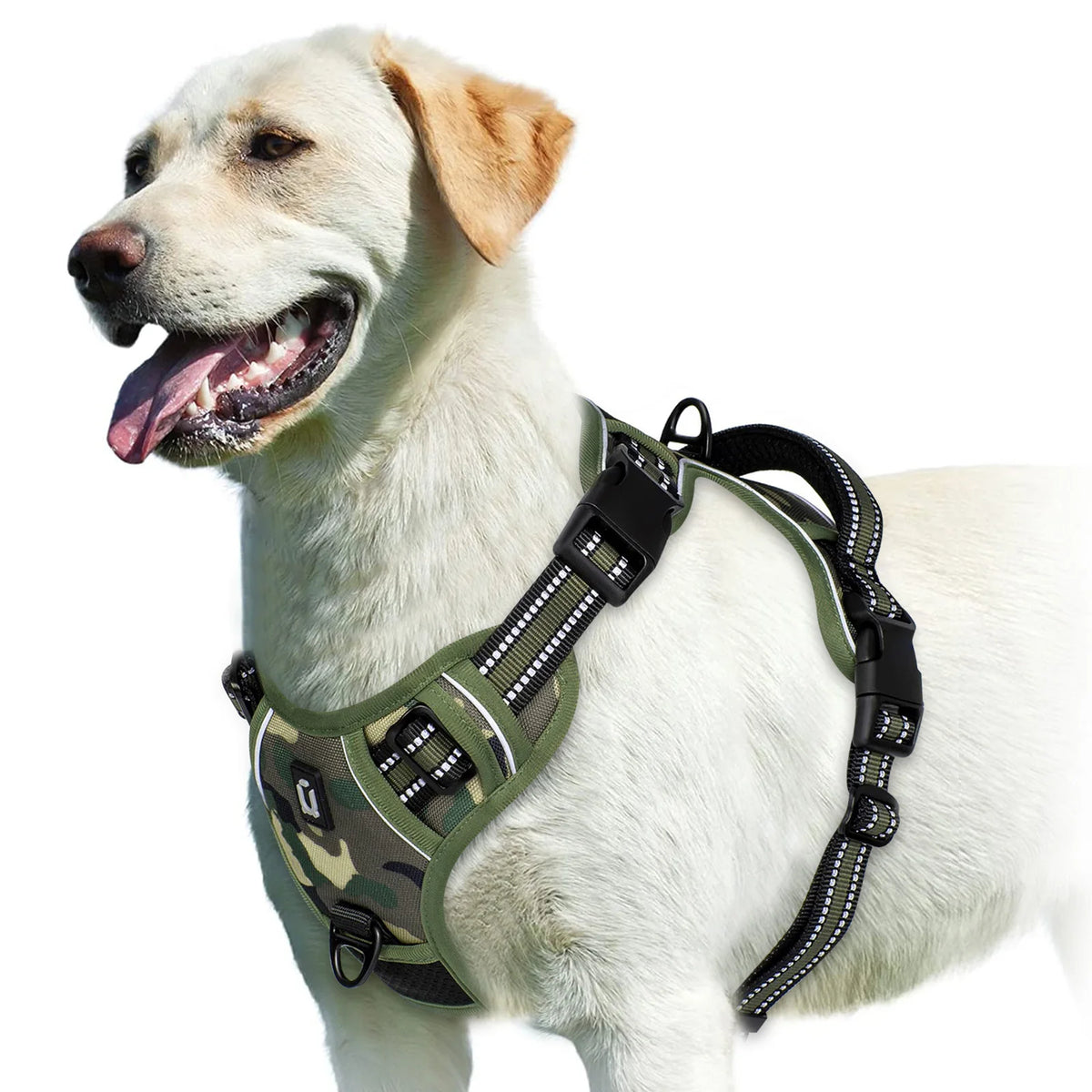 army green Color No-Pull Reflective Dog Harness Vest with Control Handle