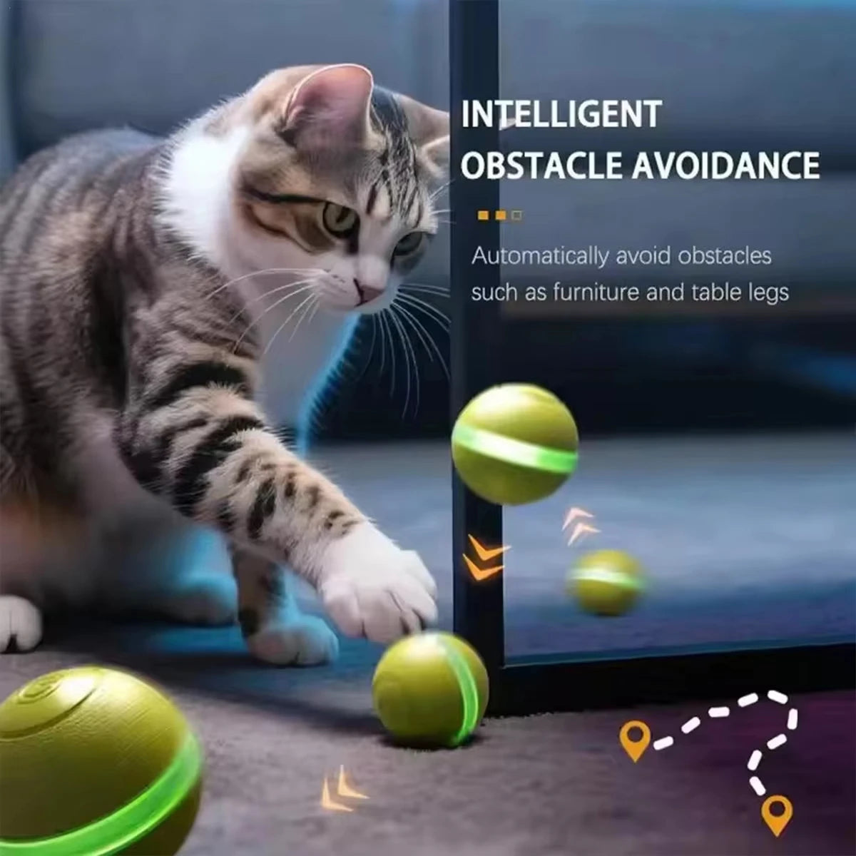 Interactive Smart Pet Ball Toy – Automatic Rolling With LED