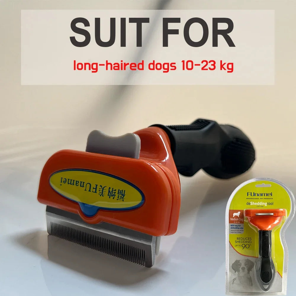 (M)Long hair dogs Color Stainless Steel Pet Deshedding Brush for Dogs & Cats