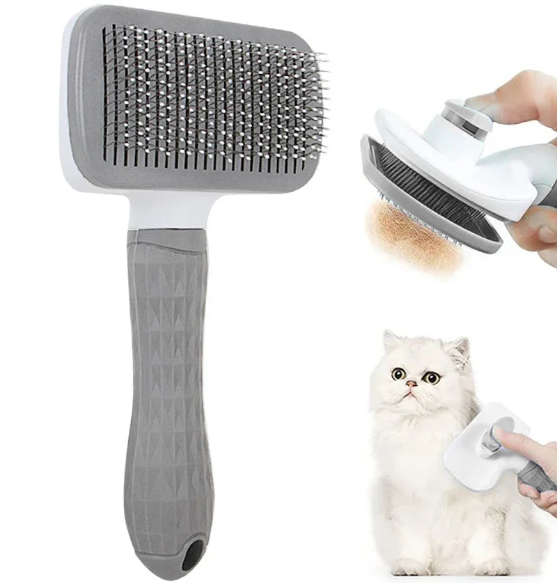 Square Grey Color Pet Hair Grooming Brush For Dogs And Cats