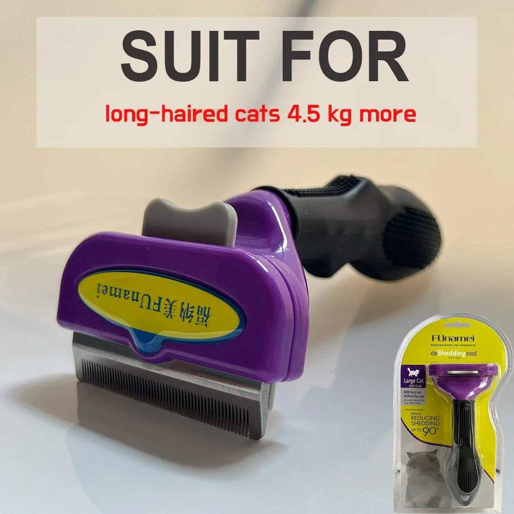 (M)Long hair cats Color Pet Deshedding Brush for Dogs & Cats – Ergonomic Handle