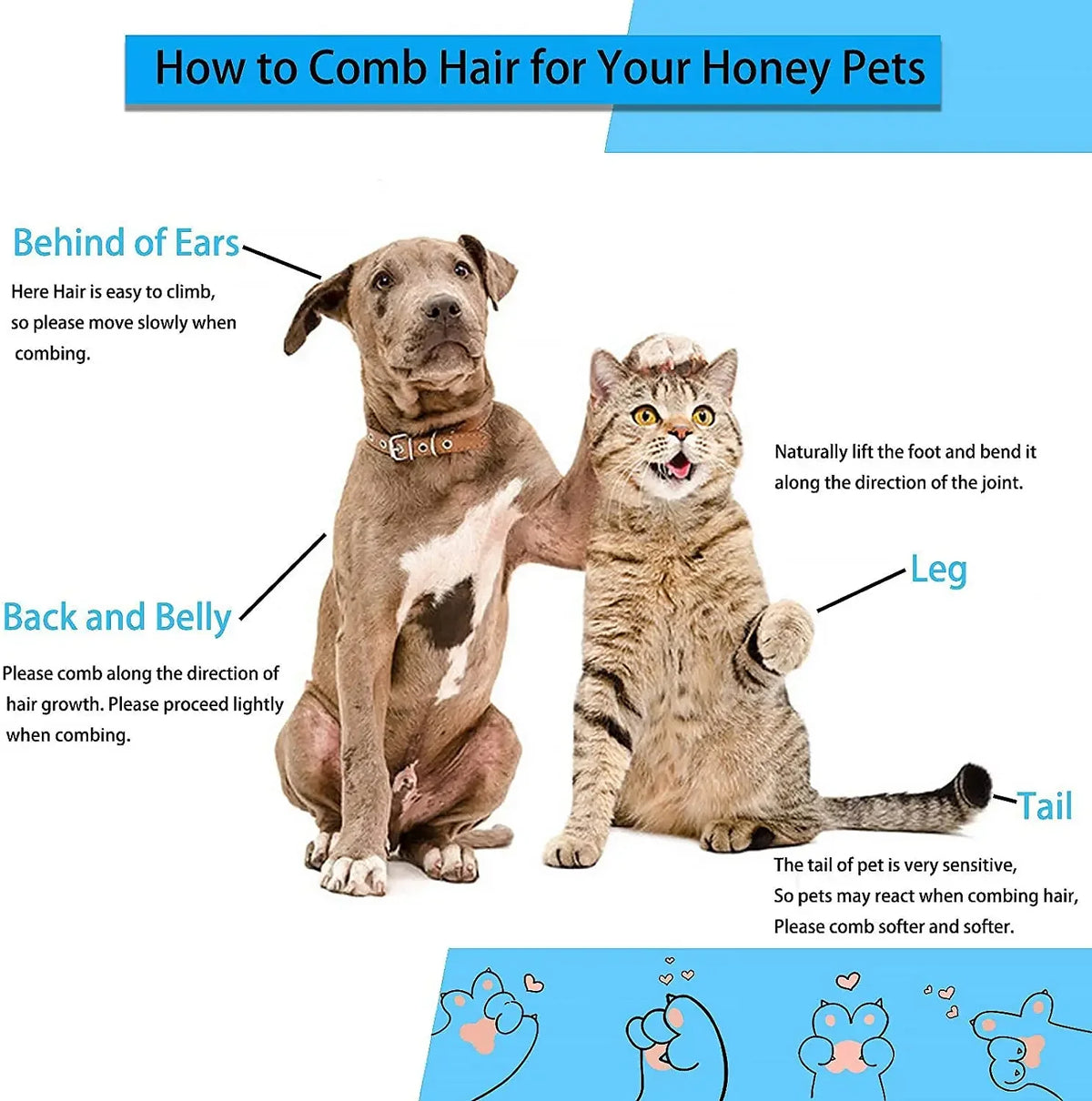 Pet Hair Grooming Brush For Dogs And Cats