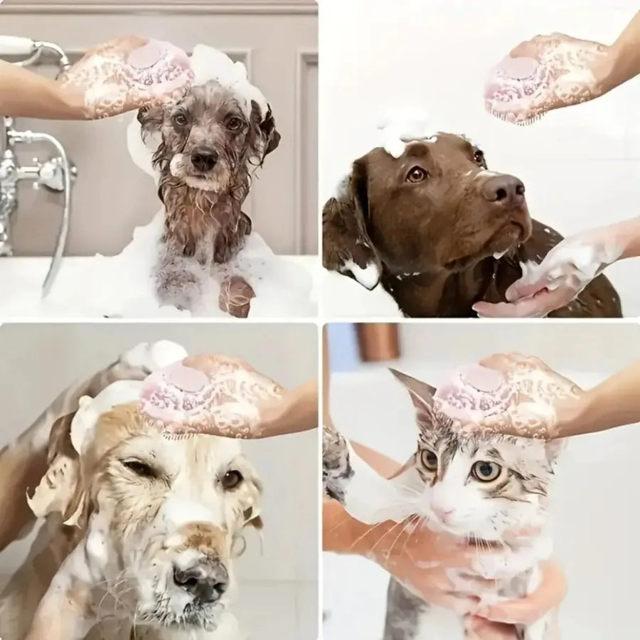 Soft Pet Bath Brush with Built-In Shampoo Dispenser