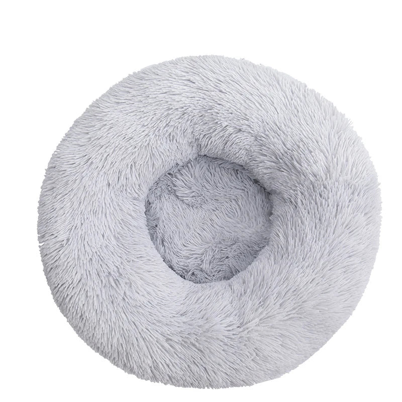Light grey Color Calming Donut Dog Bed – Plush Orthopedic Pet Sofa
