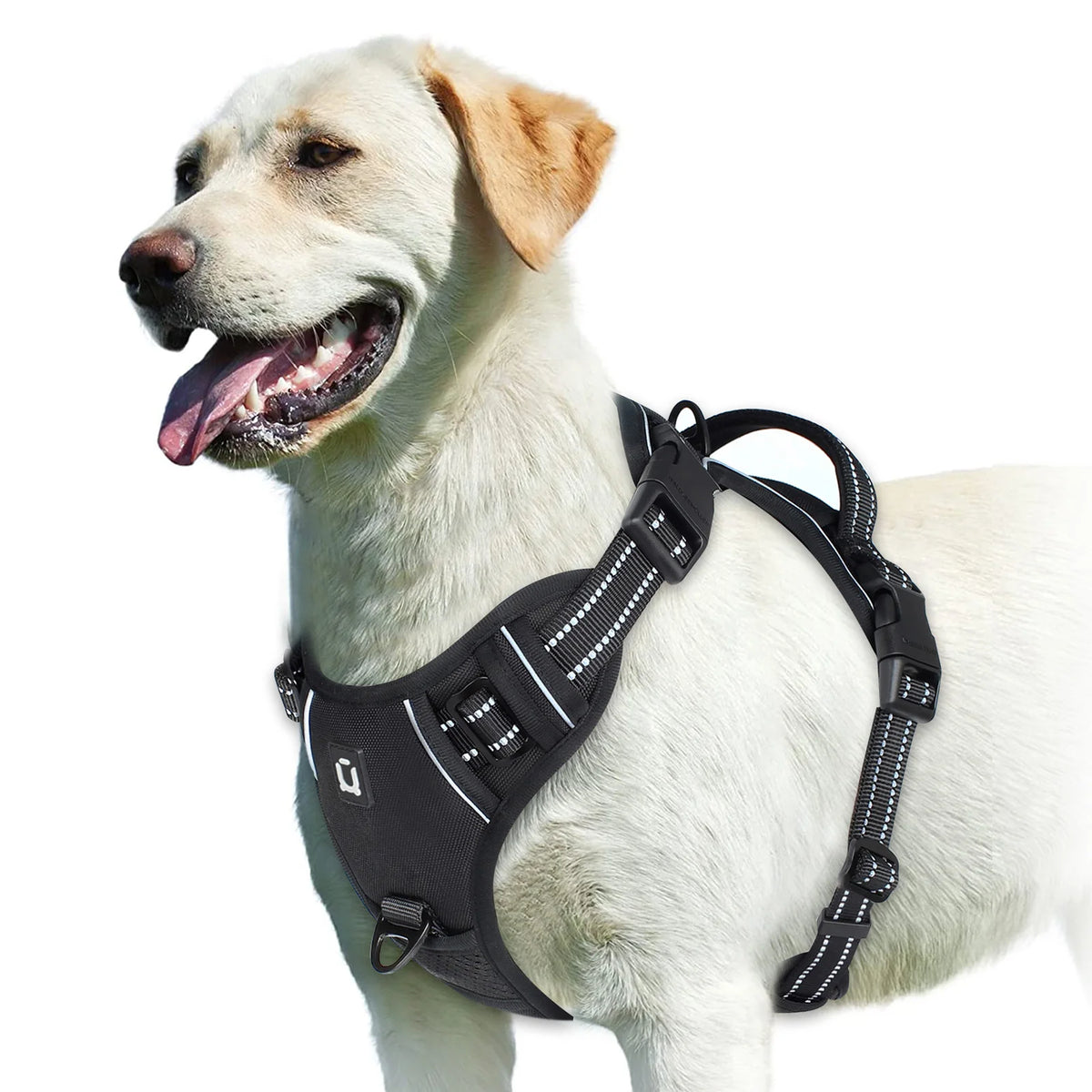 black Color No-Pull Reflective Dog Harness Vest with Control Handle
