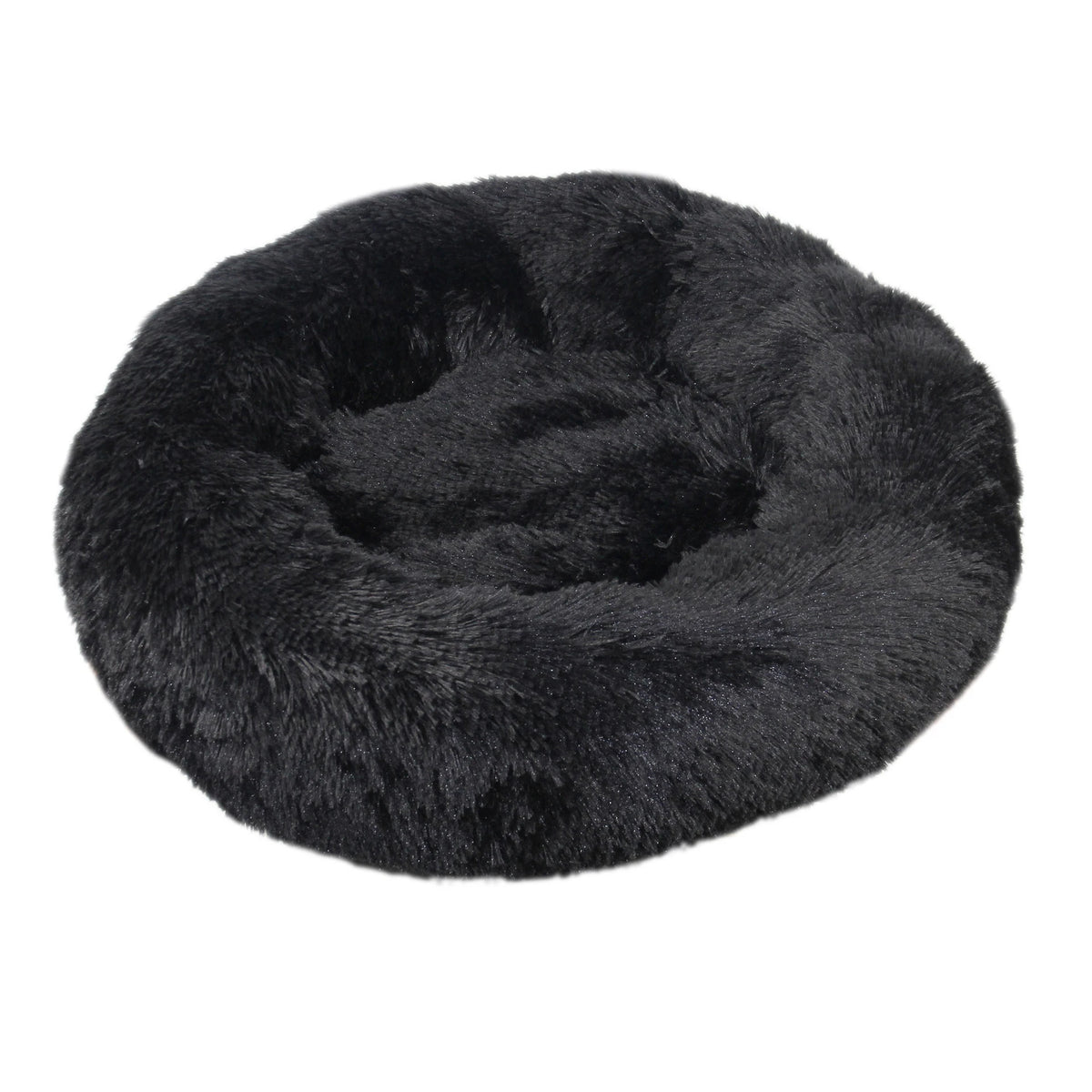 Black Color Calming Donut Dog Bed – Plush Orthopedic Pet Sofa