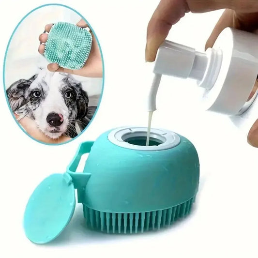 Soft Pet Bath Brush with Built-In Shampoo Dispenser