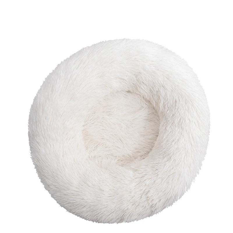 white Color Calming Donut Dog Bed – Plush Orthopedic Pet Sofa