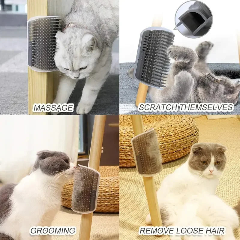 Cat Corner Scratcher Comb – Wall-Mounted Grooming Brush