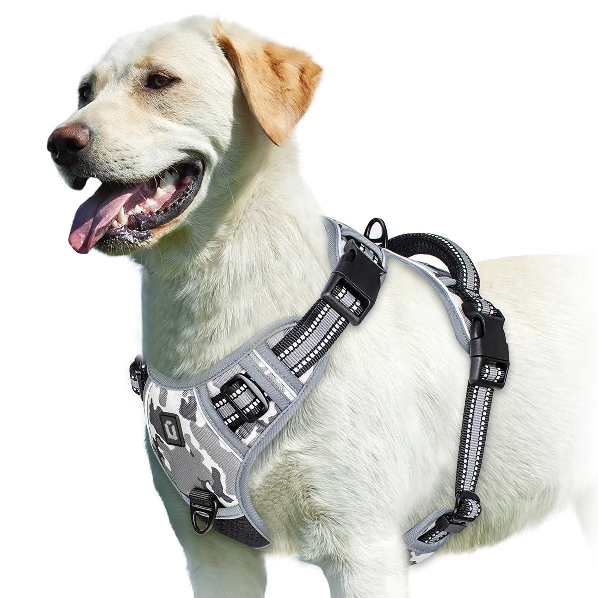 GRAY Color No-Pull Reflective Dog Harness Vest with Control Handle