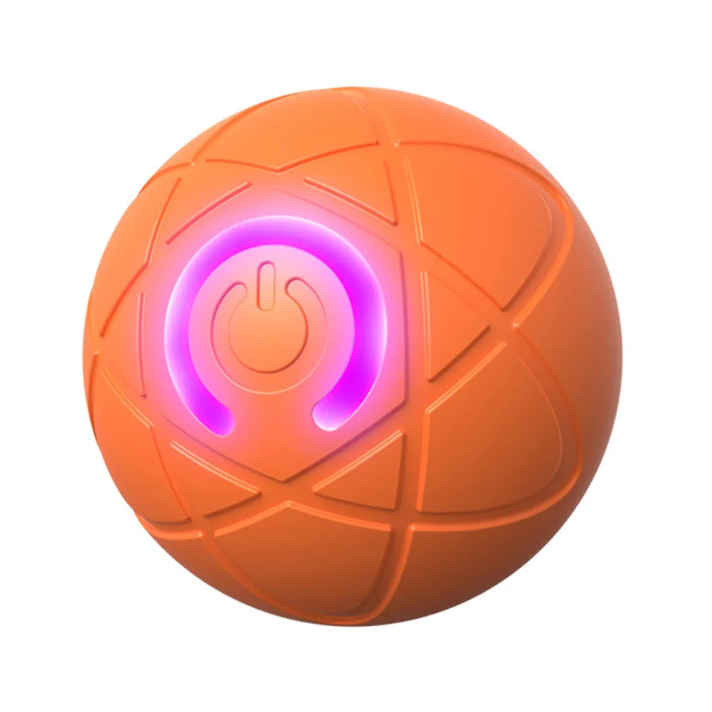 Orange Color Smart Interactive Dog Ball – Auto-Rolling LED Pet Toy