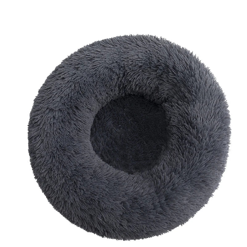 dark gray Color Calming Donut Dog Bed – Plush Orthopedic Pet Sofa