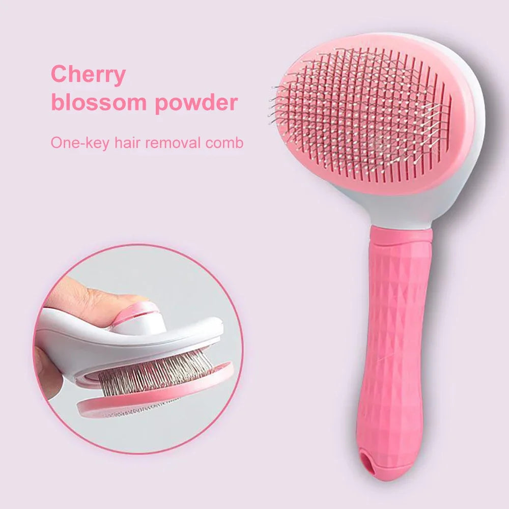 Pink Color Pet Hair Grooming Brush For Dogs And Cats