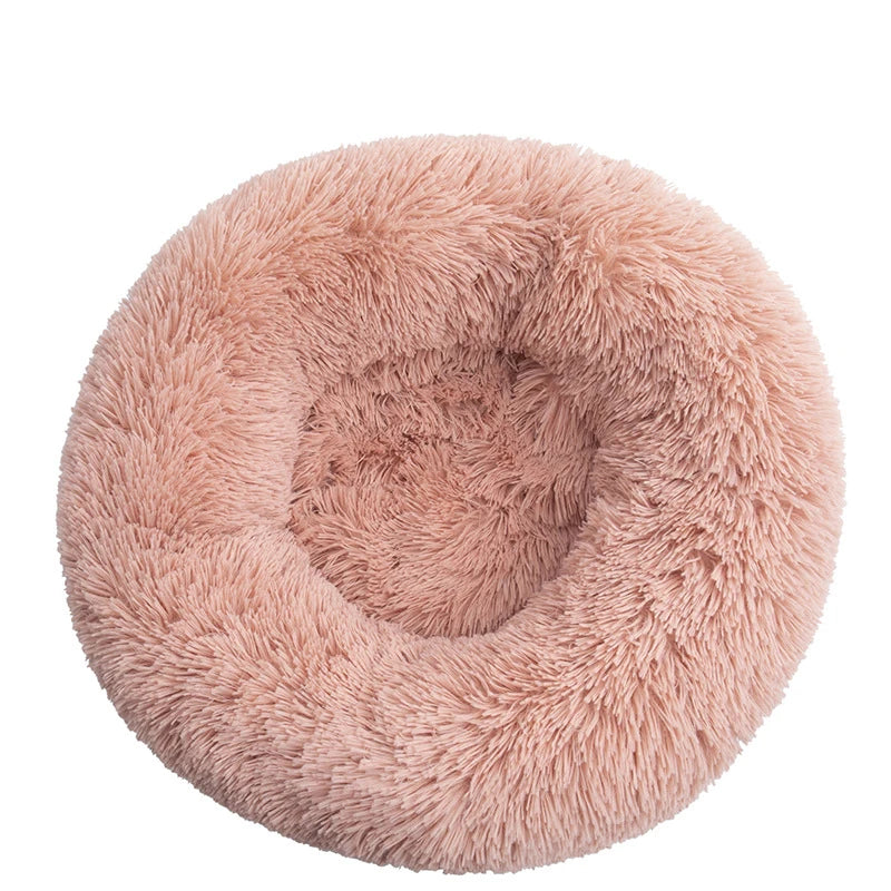 Soft Pink Color Calming Donut Dog Bed – Plush Orthopedic Pet Sofa